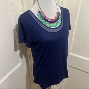 Old Navy Active Scoop Back Navy Blue Short Sleeve Tee Women's Medium